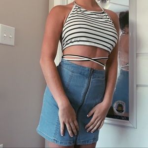 Forever 21 Jean Skirt and Romwe Crop Top